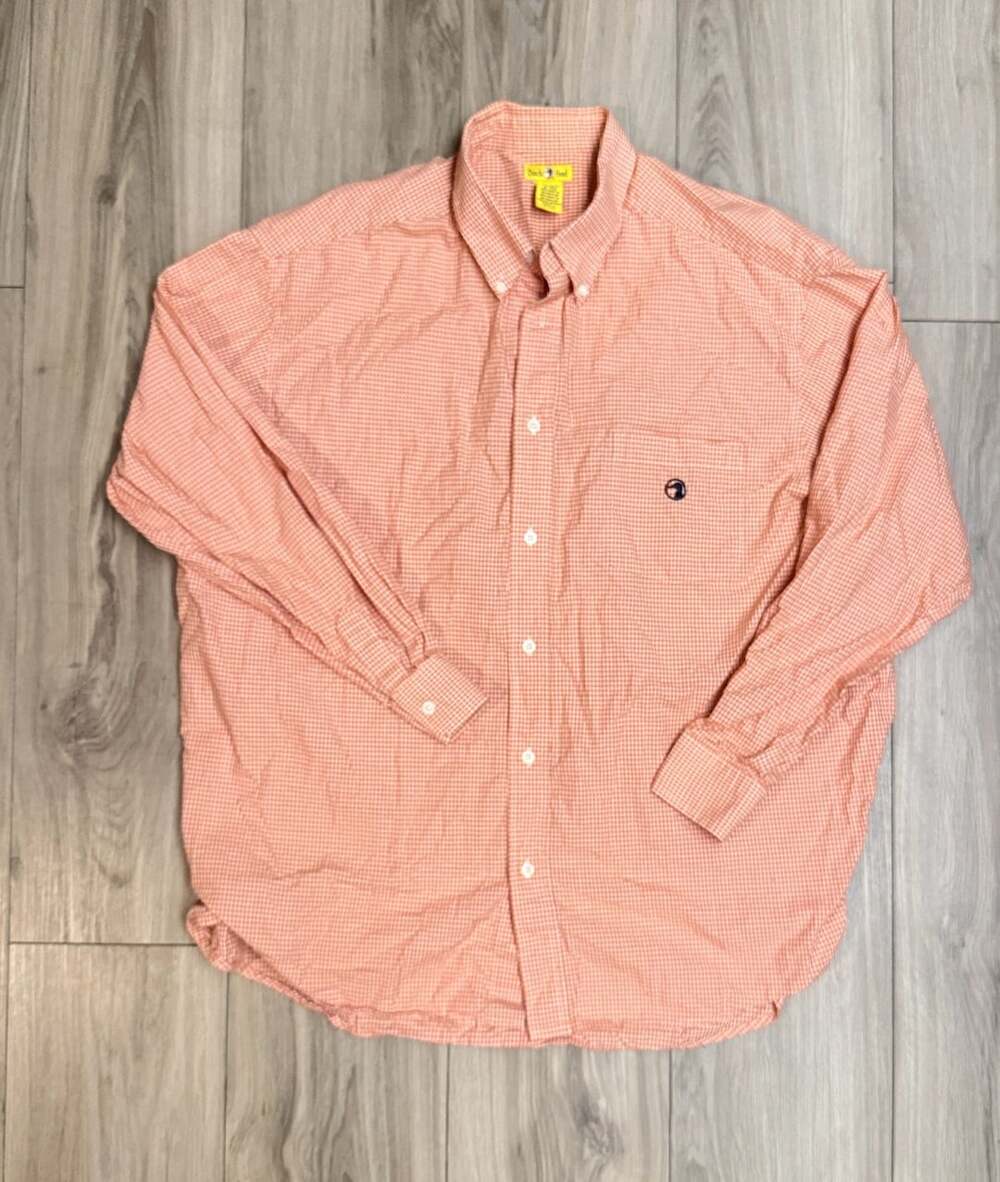 Duck Head Orange White Gingham Check Long Sleeve Button Down Shirt XXL
